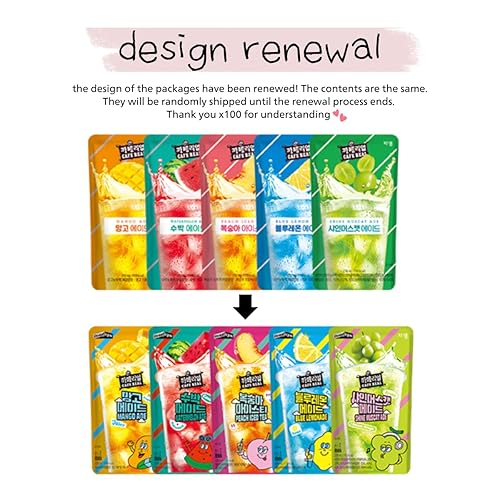 Miniatura 4 de Korean Covenienve Store - Juego de muestras de bolsas de bebida – Paquete de 5 paquetes de 10 unidades (uva, fresa, limonada azul, té helado de