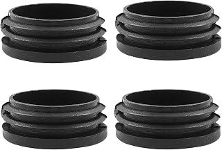 4 Pack 1-3/4 Inch (45mm) Round Plastic Hole Plugs, Black Pipe Tubing End Cap for Round Metal Tube