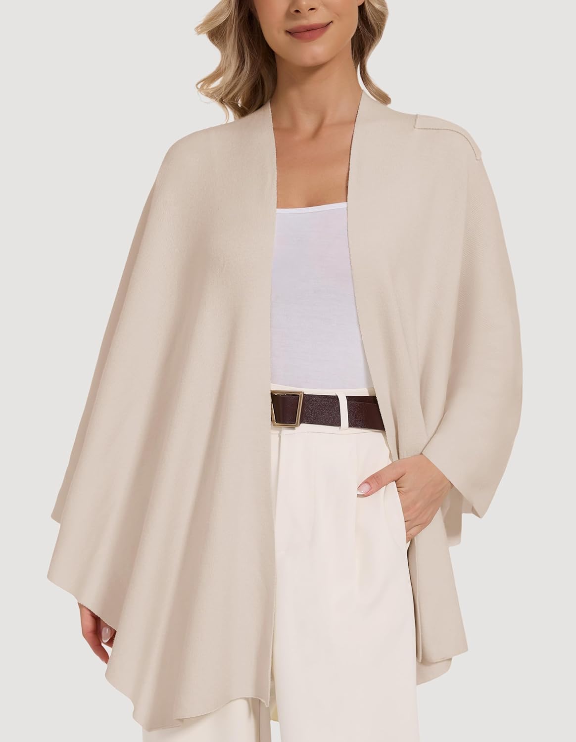 Women's Crossover Shawl Wraps Open Front Poncho Cape Elegant Loop Shawls Travel Shawls for Fall Winter