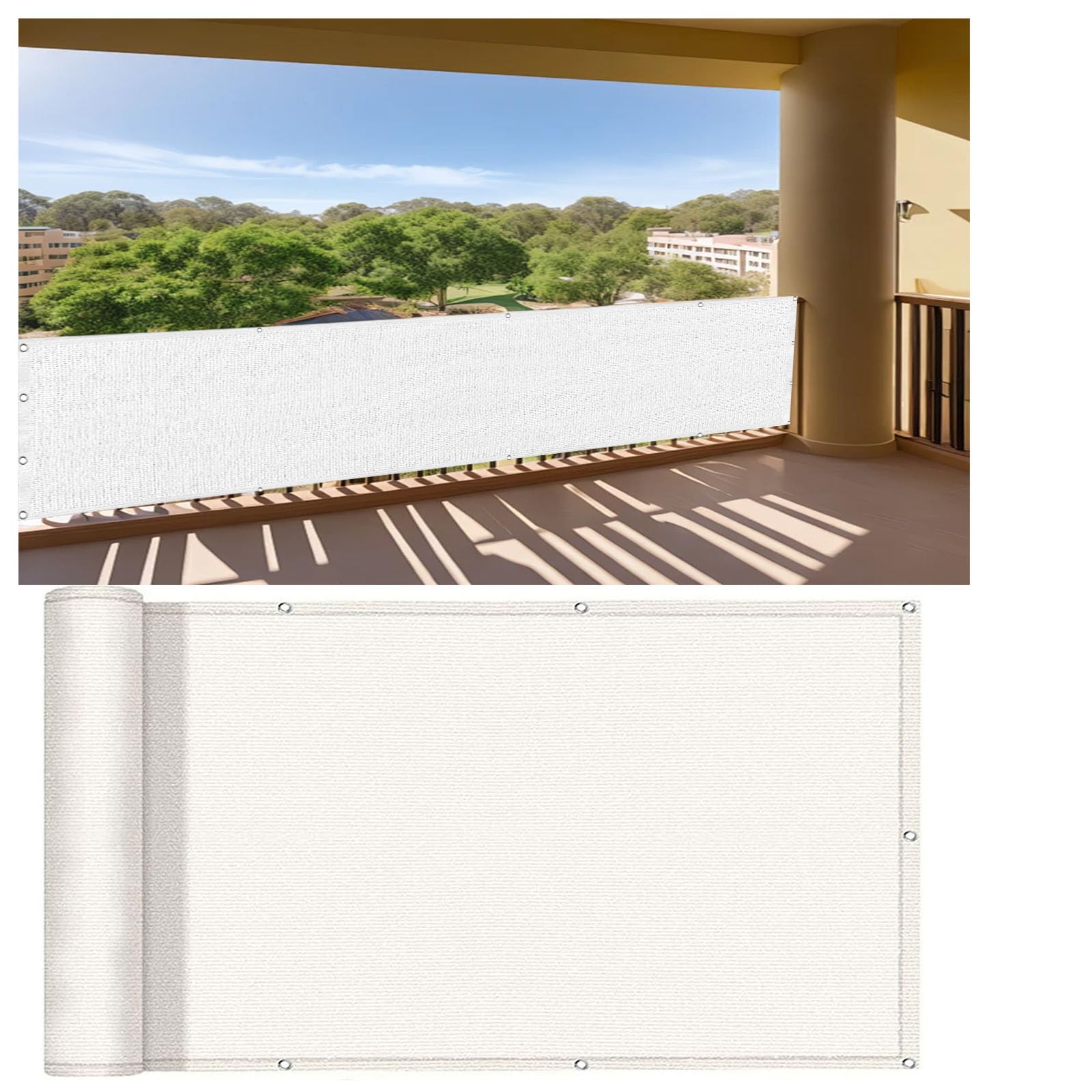 Brise-vue balcon E 120 x 220 cm blanc jardin opaque anti-UV coupe-vent