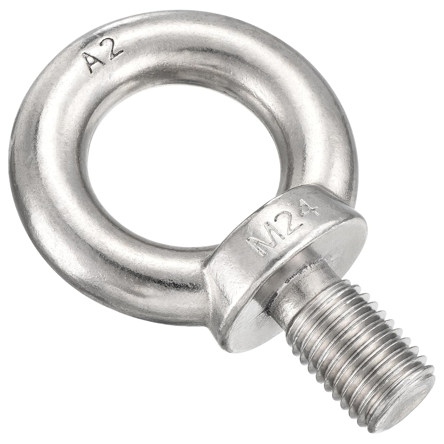 METALLIXITY Shoulder Eye Bolt (M24x35mm) 1Pcs, 304 Stainless Steel Machinery Lifting Ring Threaded Eye Bolt - for Load Hoisting, Silver