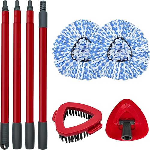 Cabezal de repuesto para mopa giratoria, base, fregador, mango de fregona para sistema de 2 tanques OCedar RinseClean, incluye 2 repuestos de mopa