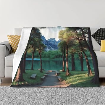Ultra-Soft Micro Fleece Blanket Park Throw Blanket Lightweight Flannel Fuzzy Blanket Soft Cozy Air Conditioning Quilt Warm Throw Blanket All Seasons for Bed Couch Living Room Sofa 40"x30"
