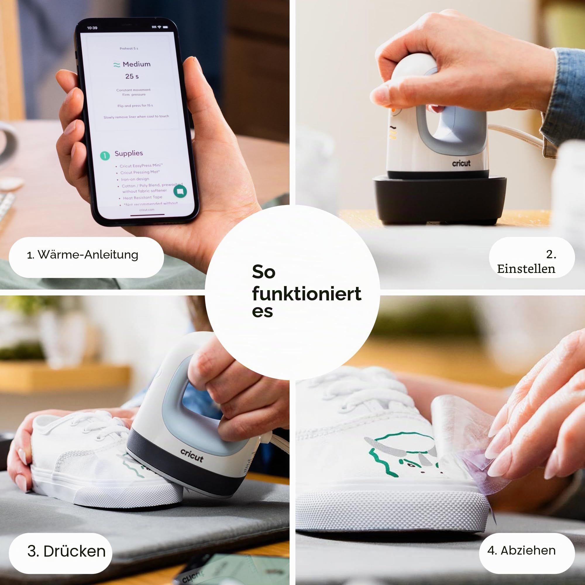 Cricut EasyPress Mini-Wärmepresse – zum Pressen kleiner Gegenstände wie Schuhe, Stofftiere, Hüte & mehr – 3 Heizstufen & Präzisionsspitze – Keramikbeschichtete Heizplatte – kompakt & leicht – Zen Blau