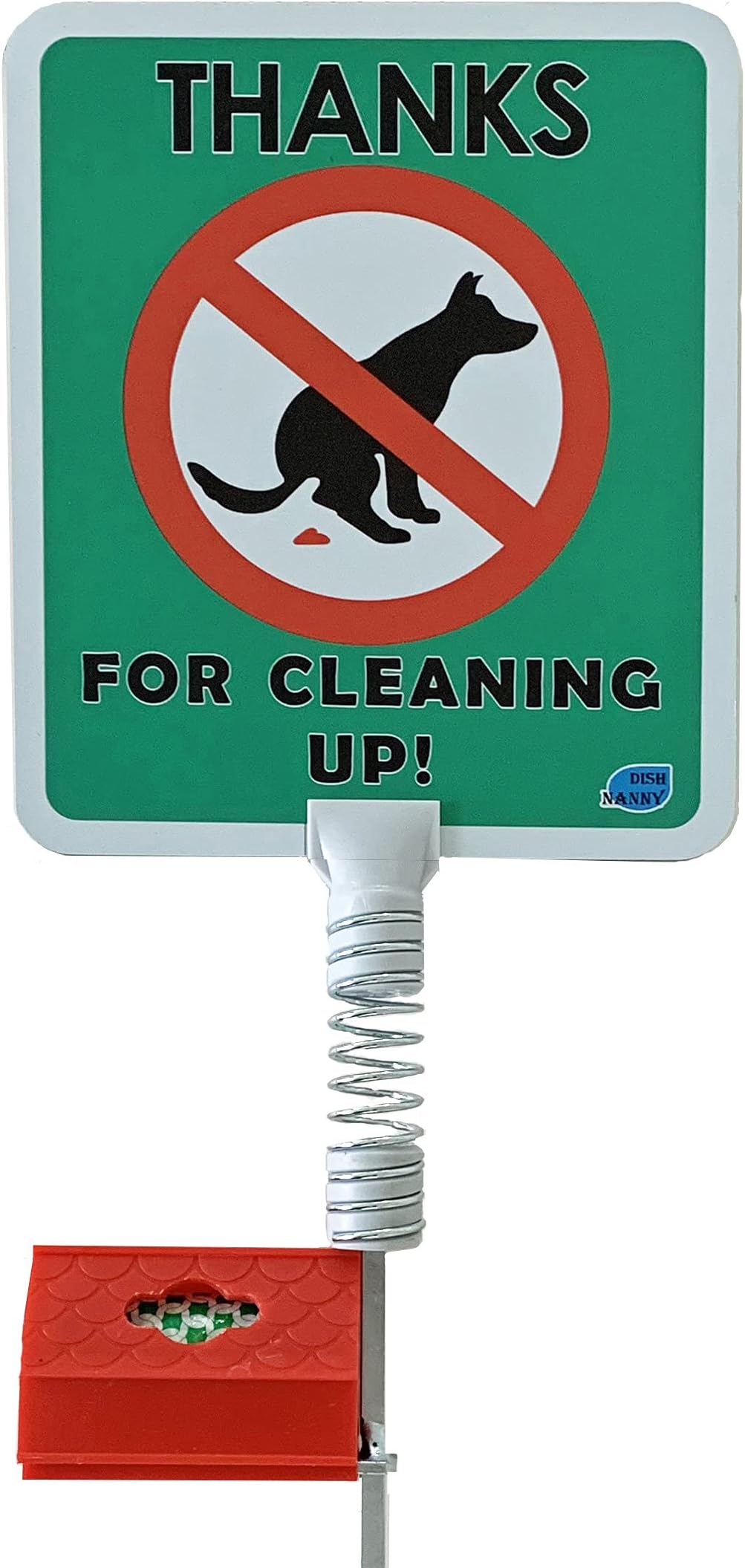 No Poop Dog Signs Poop Bag Dispenser | Stop Dogs from Pooping On Your Lawn | Sign Reads: Thanks For Cleaning Up | Protect Property | No Poo | No Pooper Scooper | (Thanks For Cleaning Up)