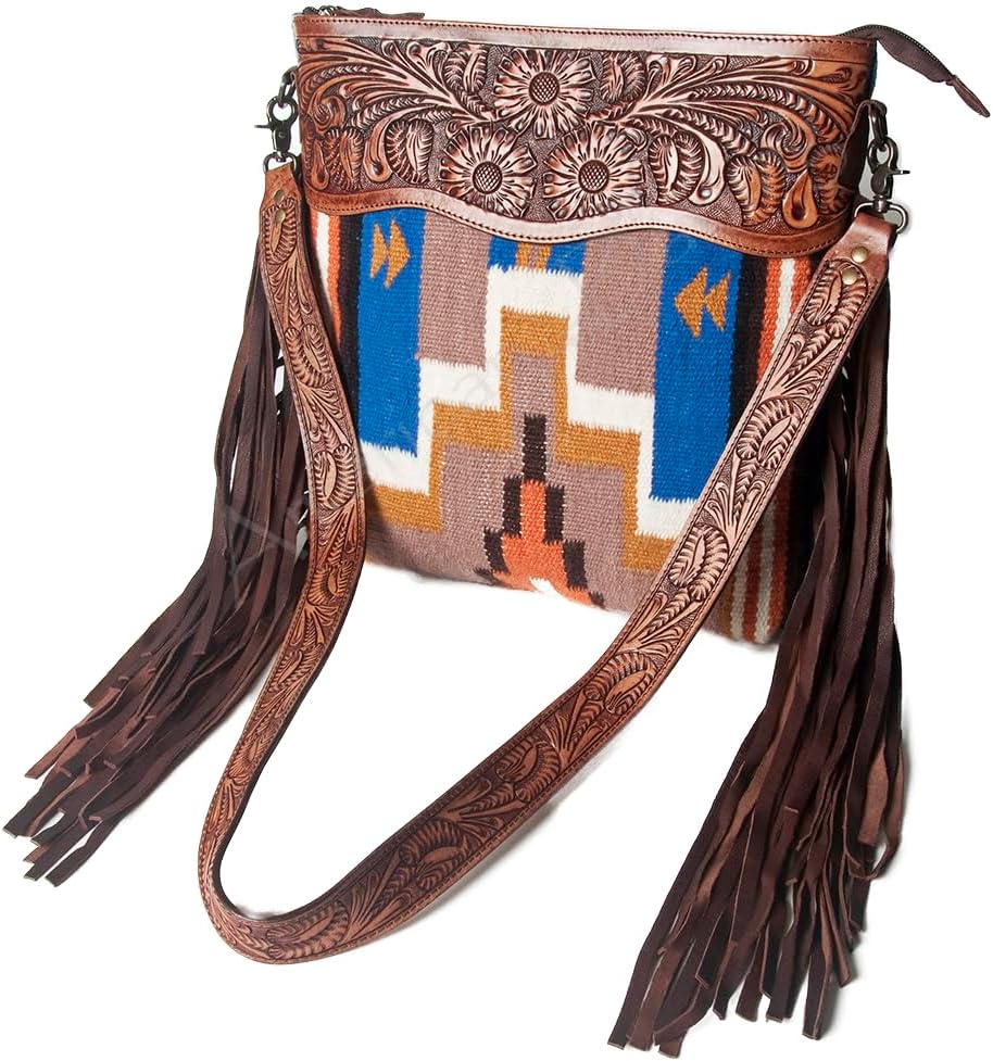 American Darling Signature Crossbody Hand Tooled Saddle Blanket Genuine Leather women bag western handbag purse