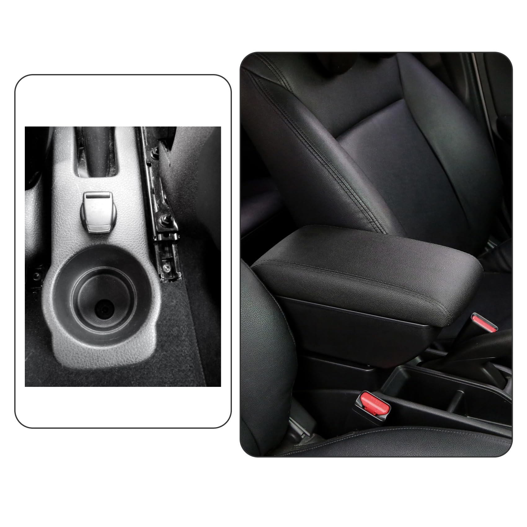YJYWZH Apoyabrazos para Dacia Logan 2 Sandero 2 2012–2020 Logan MCV II Reposabrazos Doble Capa Consola Central Caja de Almacenamiento Negro Cuero