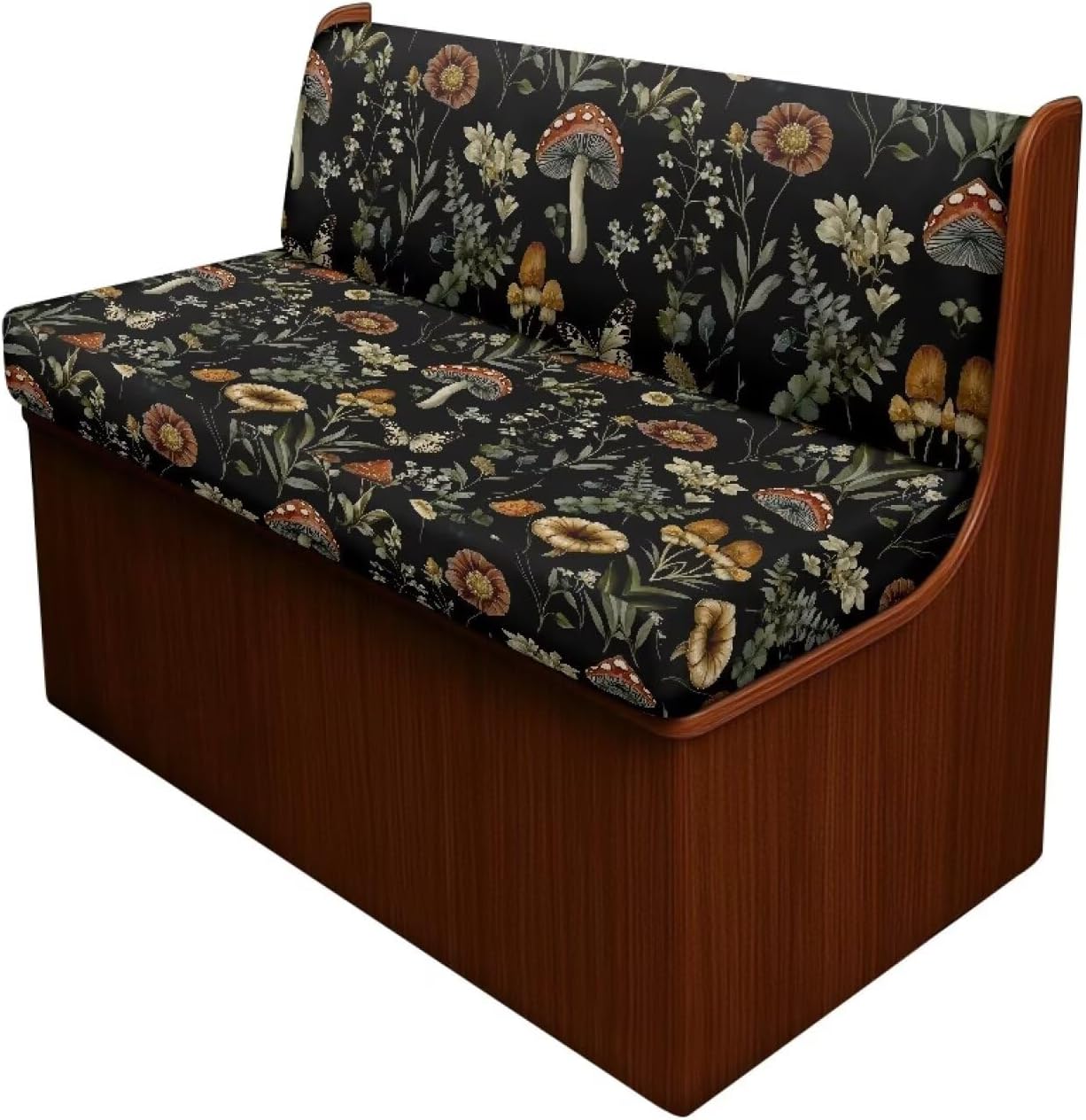 RV Dinette Cushion Covers Mushroom Leaf Stretch Elastic Camper Couch Cover with Seat Covers and Backrest Cushions, Camper Seat Protector Dinette Booth Sofa Slipcover for Rv