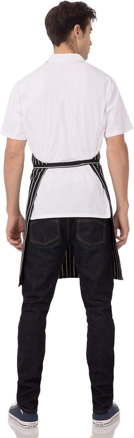 Chef Works mens Bib Apron apparel accessories, Black/White Chalk Stripe, 34.25-Inch Length by 27-Inch Width US: Kitchen Aprons: Clothing