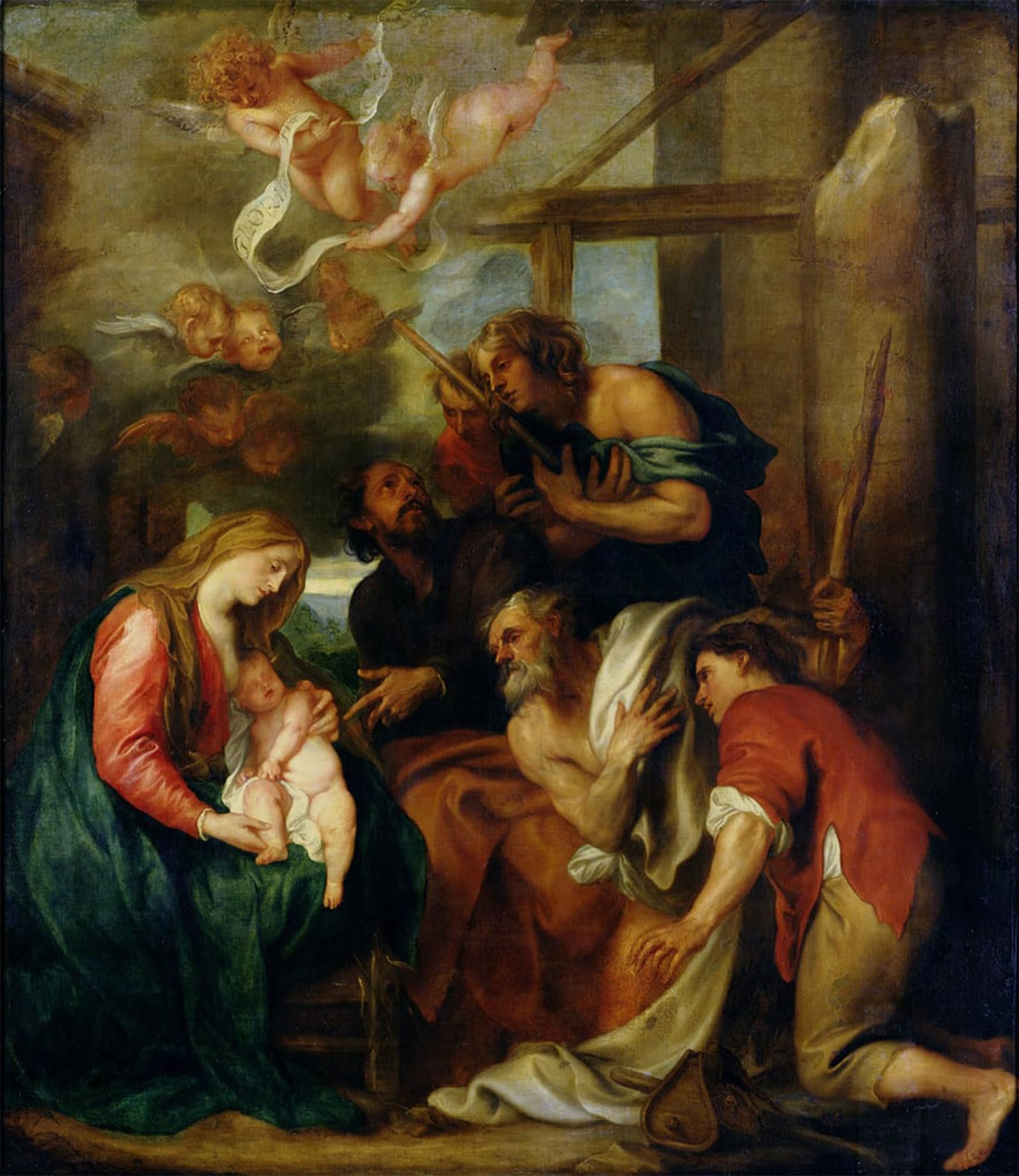 ARTXLXXBN Famous Print Painting Colorful Art Print Adoration of the Shepherds by Anthony Van Dyck Canvas Art Decorations for Home Decor 60x90cm