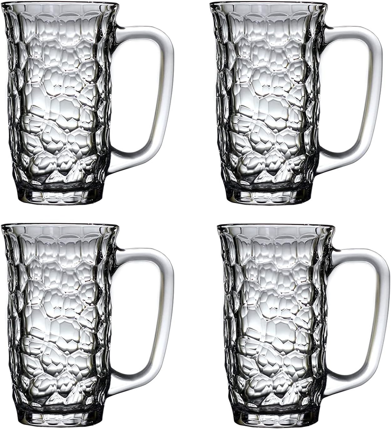 Beer Cup Beer Mugs Glass Mugs with Handle 13oz Beer Cups Drinking Glasses 385ml Pub Drinking Beer Glass Water Cups for Bar 4 Pieces Beer Stein