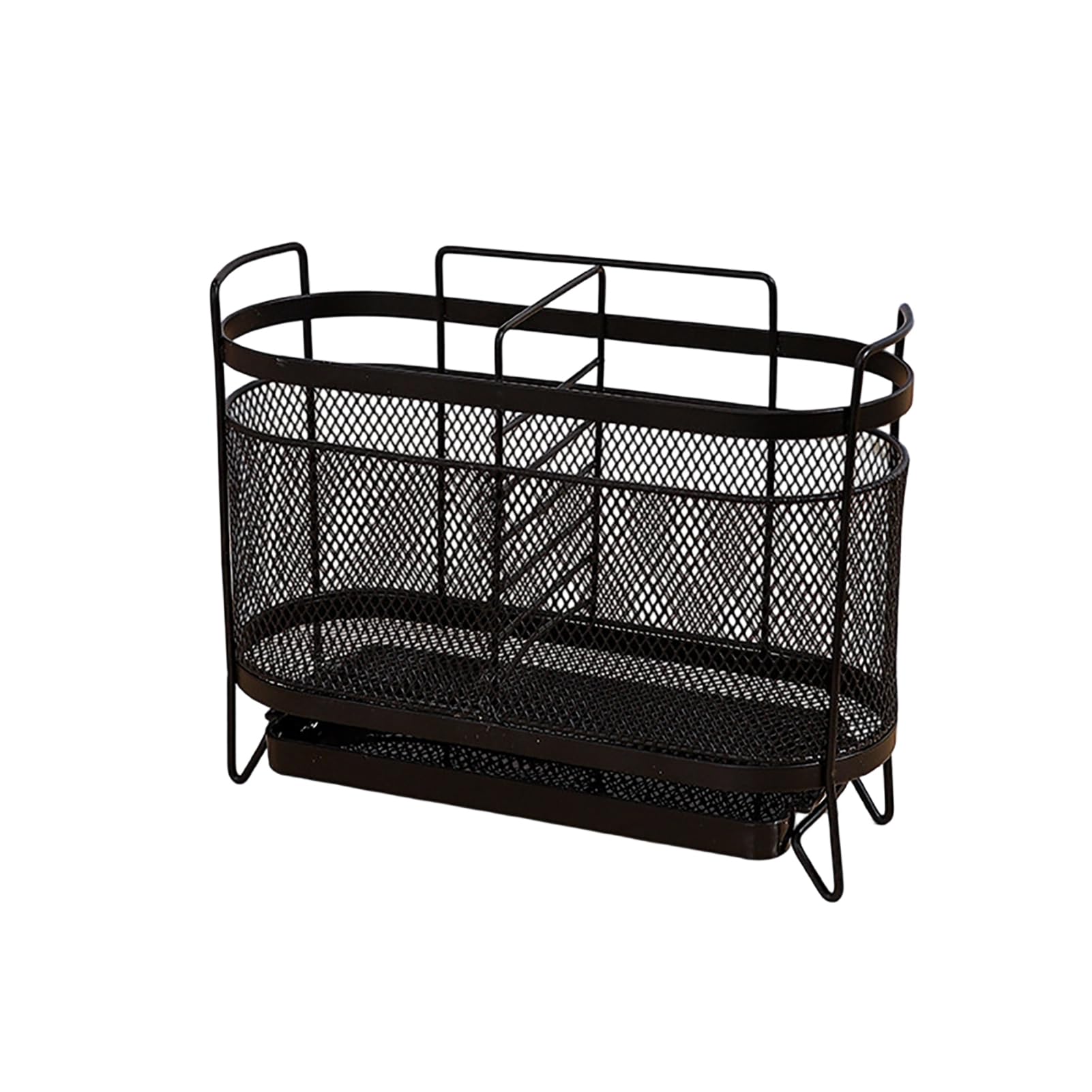 Glifora Utensil Storage Rack - with Divided Compartments Organiser, Drainage Holes Design Rack for Kitchen Countertop