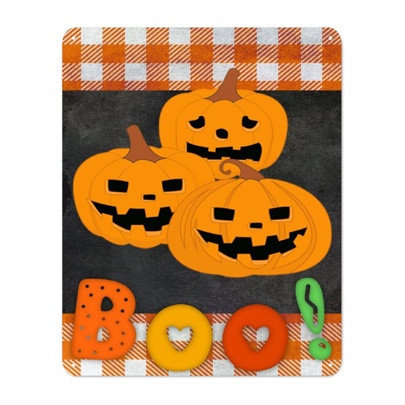 Plaque en métal Halloween Boo Pumpkin grand format décoration murale