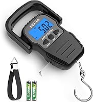 Vista 9 de HEETA Báscula de peso de pescado con pantalla LCD retroiluminada, hasta 110 libras/50 kg, báscula digital portátil para colgar peces con gancho