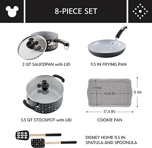 Miniatura 3 de Farberware Disney - Ollas y sartenes antiadherentes de cerámica monocromática con utensilios para hornearhornear y utensilios de cocina, apto para