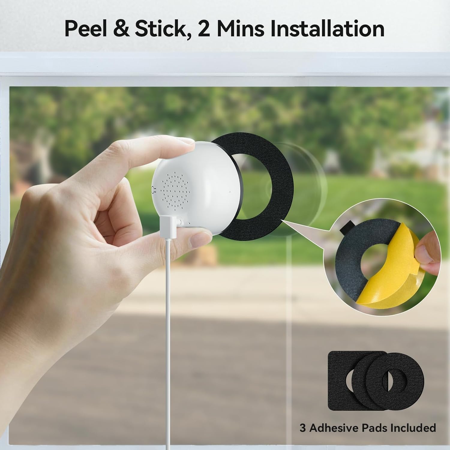 Window Camera No-Drill 2K Ultra HD Window Security Camera with 5G/2.4G WiFi, Enhanced Night Vision, AI Human Detection, Easy Glass Mount for Apartment, Condo, and Home Outdoor View (white 1 pack)