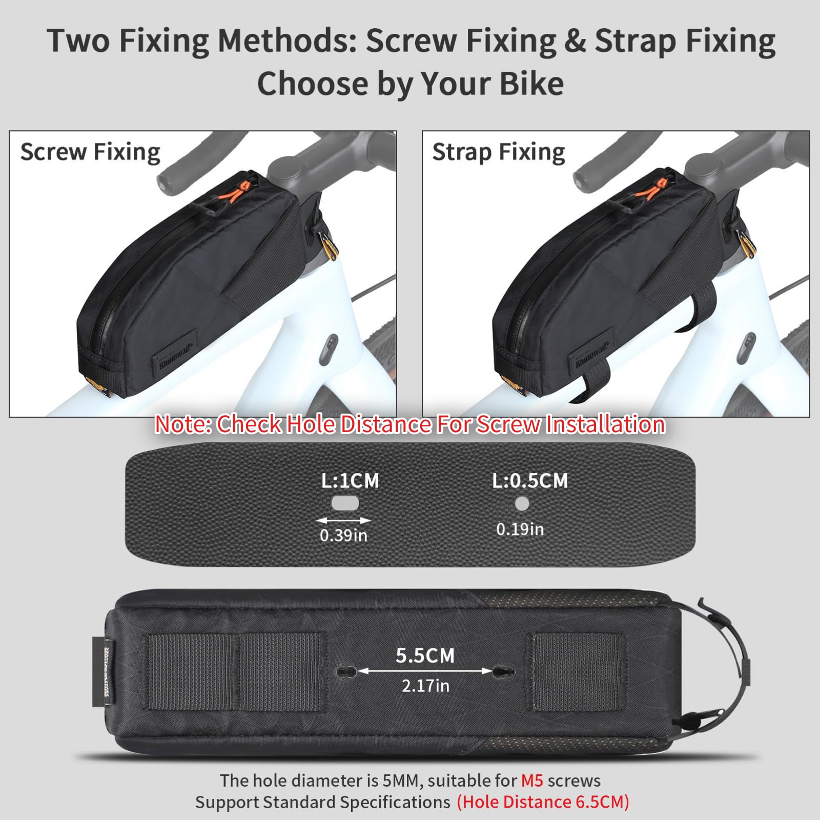 ENJOHOS Sacoche Cadre Velo Étanche Sacoche Top Tube Supérieur Vélo Vissable Sac Avant Velo Pochette Sac VTT Cadre Triangle pour Vélo de Route, Gravel Velos, Accessoires Velos, Noir-1.2L