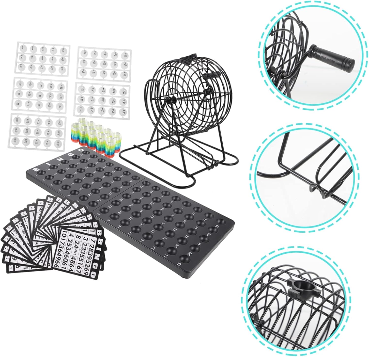 KOMBIUDA 1set Bingo Game Set Fun American Bingo Board Game for Adults and Families Complete Kit Cards and Markers