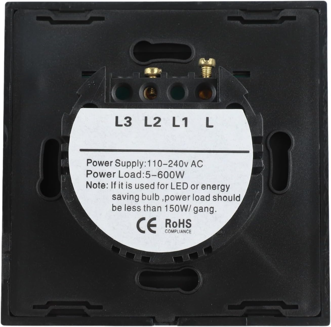 Modern LED Touch Light Switch 1 Gang Single Live Wire Control Panel With Glass For Bedroom Living Room 110V-240V AC 50/60Hz (black)