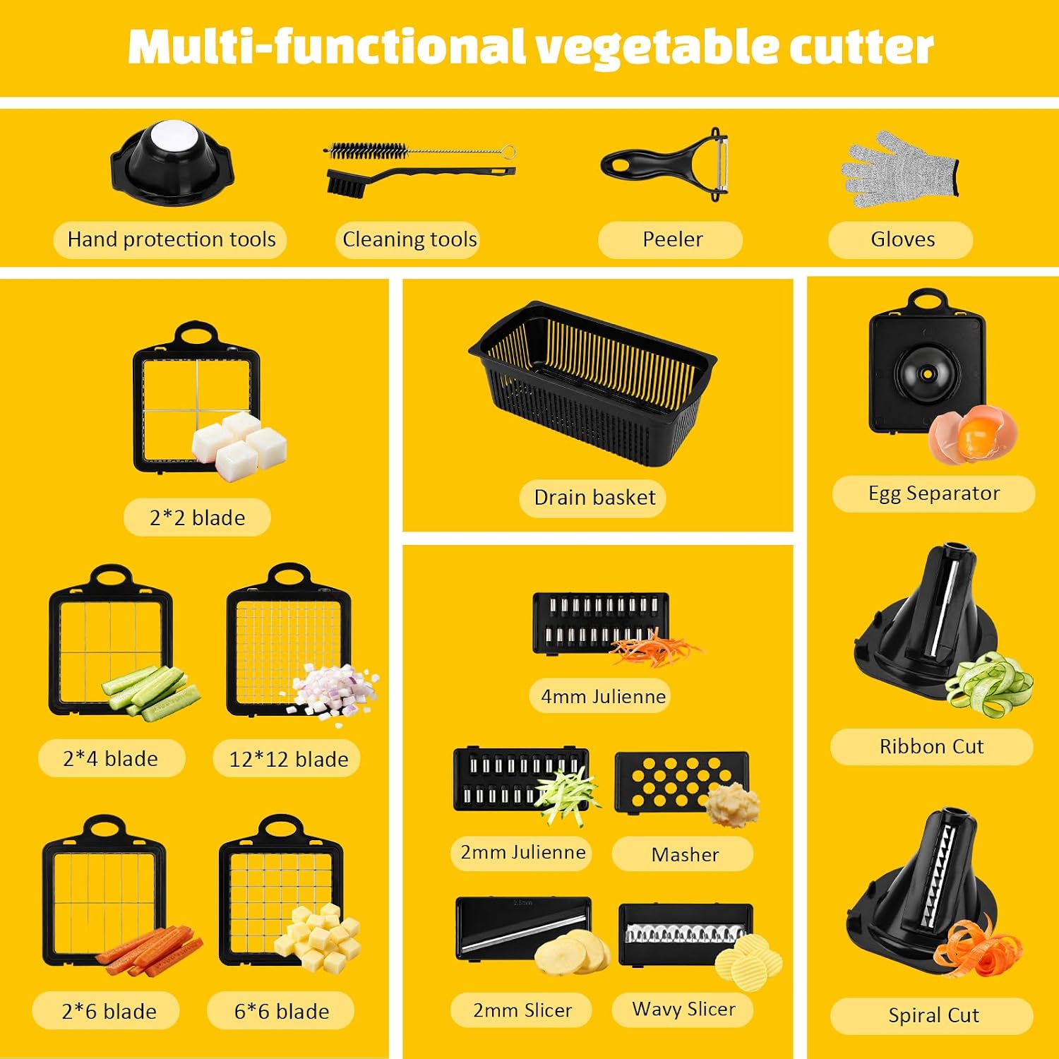 26-in-1 Original Vegetable Chopper Set, Food Chopper with Container, Fruit Cutter, Onion Dicer - All-in-One Prep Tool - Kitchen Gadgets and Gifts