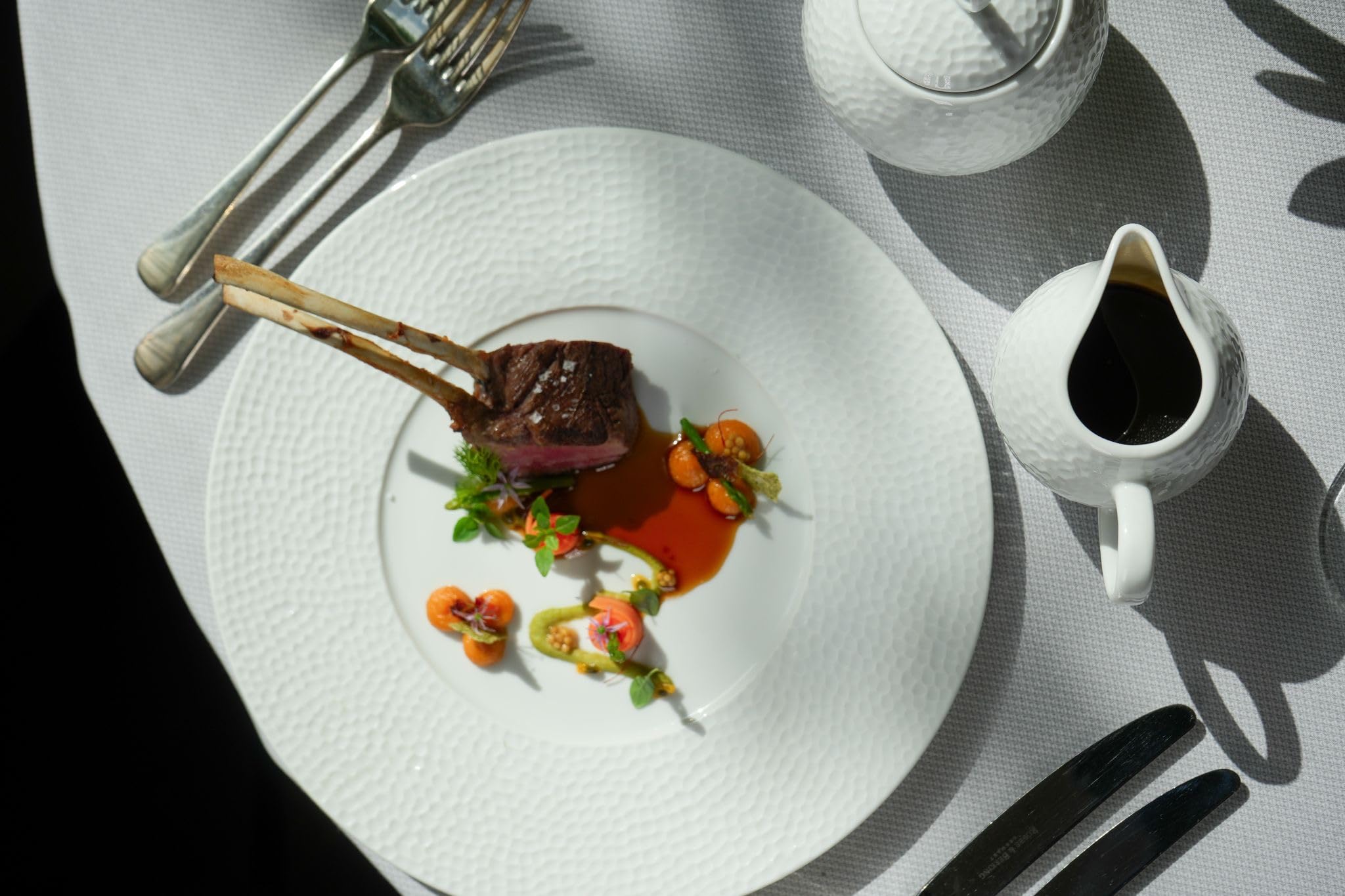 Generisch Weißes Teller-Set, 6 Stück, 31 cm, mit Hammerschlag-Muster, Flach, für Gastronomie und Haushalt
