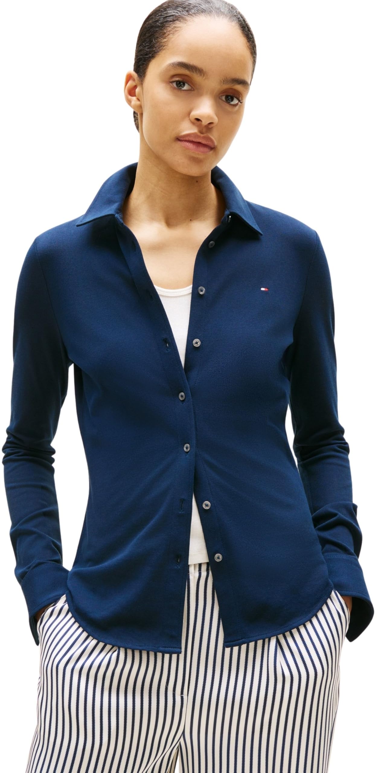 Tommy Hilfiger Donna Camicia 1985 Slim con Colletto a Punta