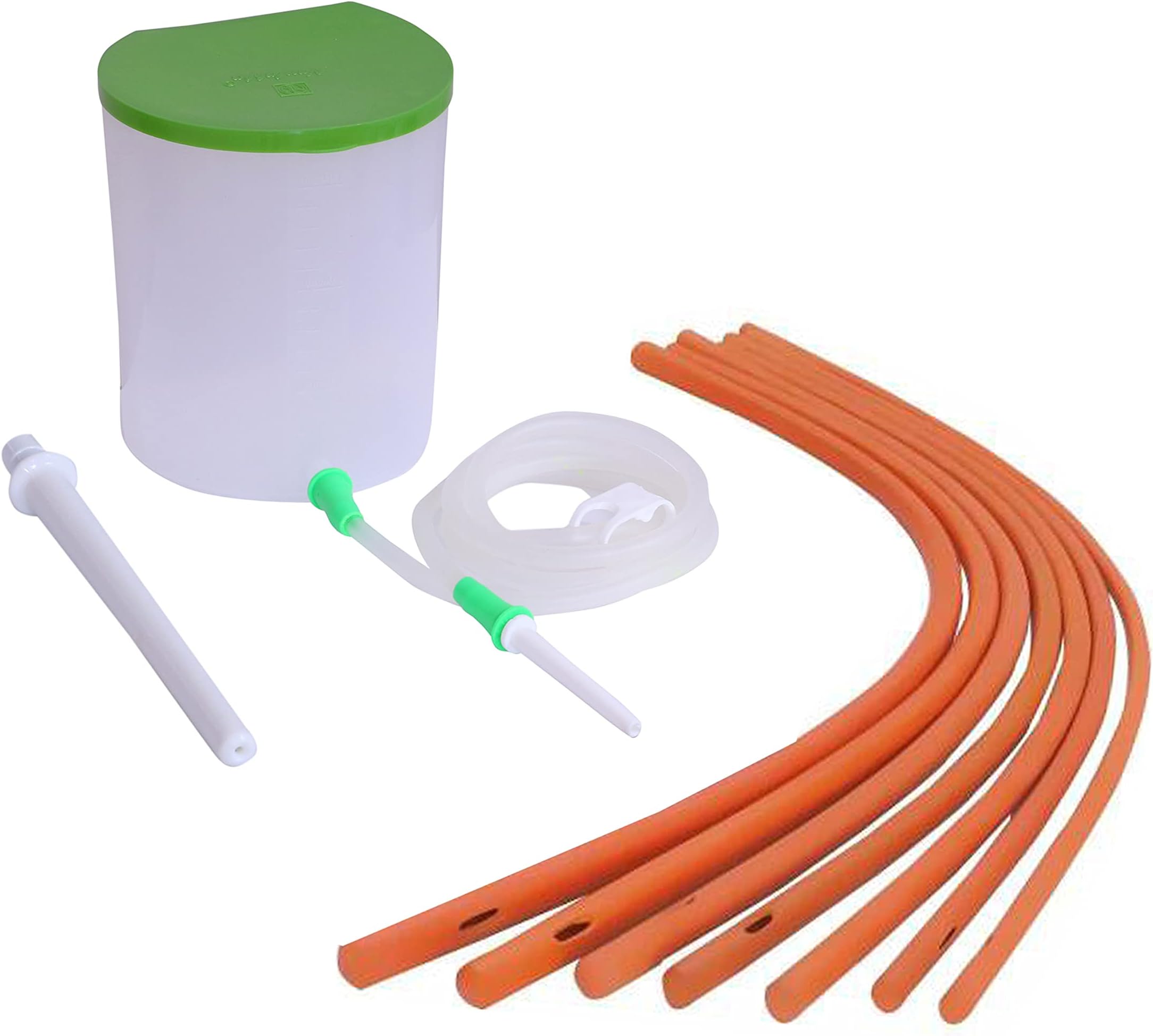 1.5 Litre PVC Enema Kit Satvik Movement Improved model - 1 silicon pipe, 2 nozzles 1 pinch clamp and 7 Enema Rubber Pipe for Men and Women - With User Manual