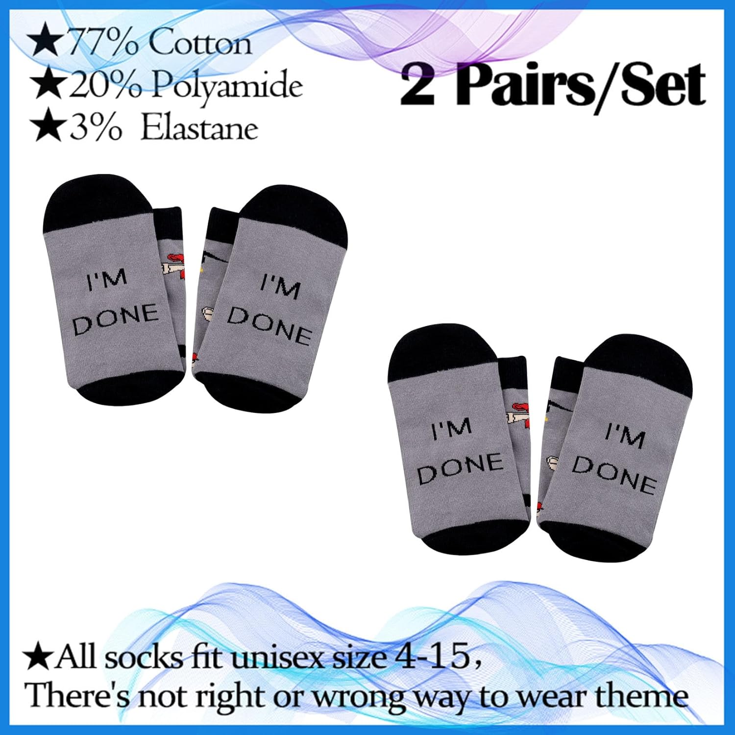PXTIDY Graduation Gift Socks for Graduates I’m Done Graduation Crew Socks Class of 2024 Congrats Gift - Image 3