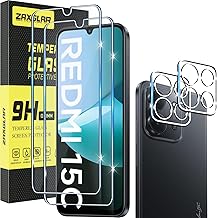ZAXGLAR Tempered Glass Film for Xiaomi Redmi 15C 4G/5G, 2 Pieces Screen Protector and 2 Pieces Camera Film, 9H Hardness, Anti-Scratch, Anti-Fingerprint Glass Xiaomi Redmi 15C 4G/5G