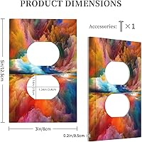 Vista 5 de Cubiertas de salida iridiscentes abstractas coloridas nubes dúplex de 1 cuadrilla, placa de cubierta de interruptor de luz arco iris, placas