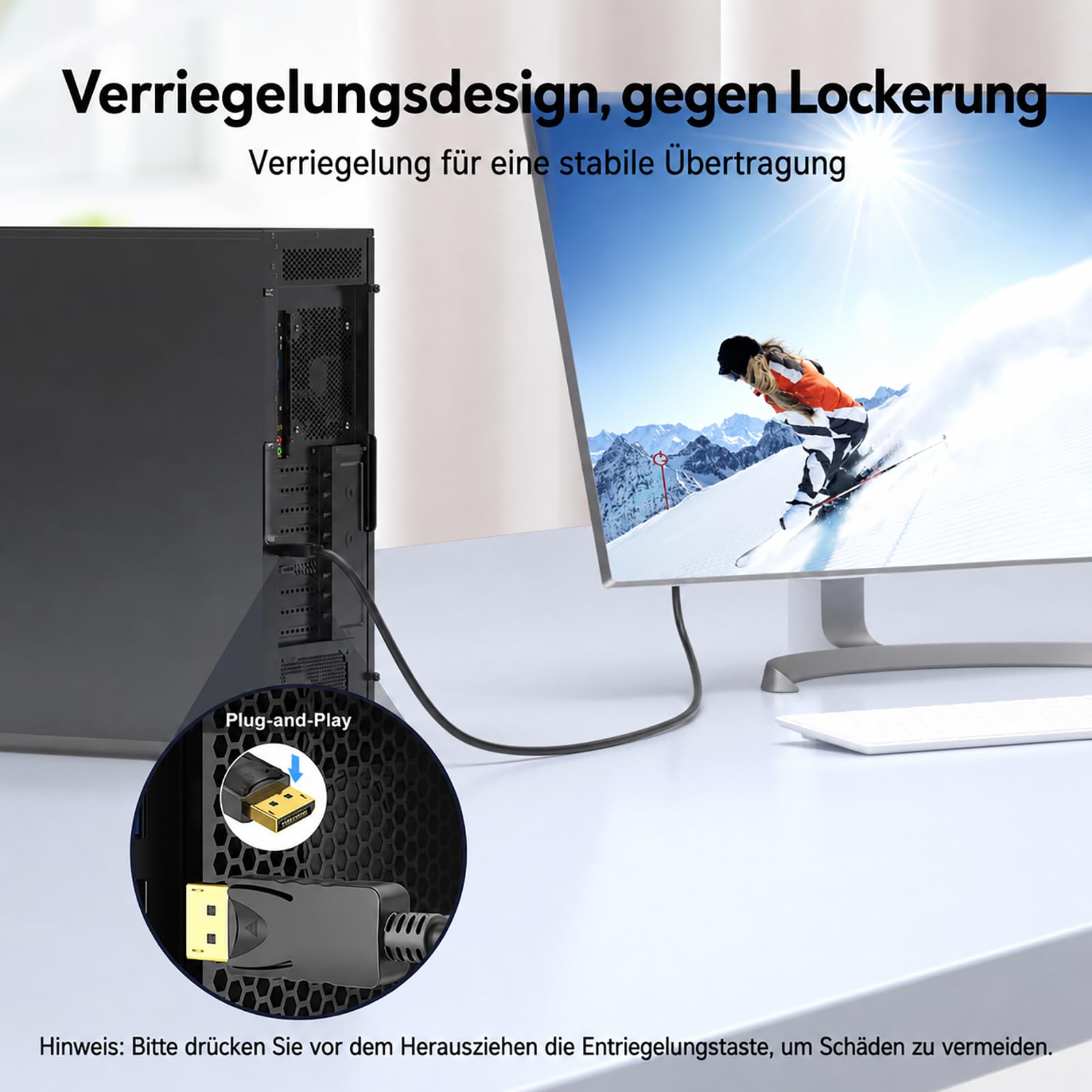 Kabel DisplayPort na DVI 1,8 m, DP na DVI-D 24+1 adapter wtyczka na wtyczkę, 1080p @60 Hz, jednokierunkowy kabel DVI na DisplayPort do monitora, projektora, komputera stacjonarnego, laptopa