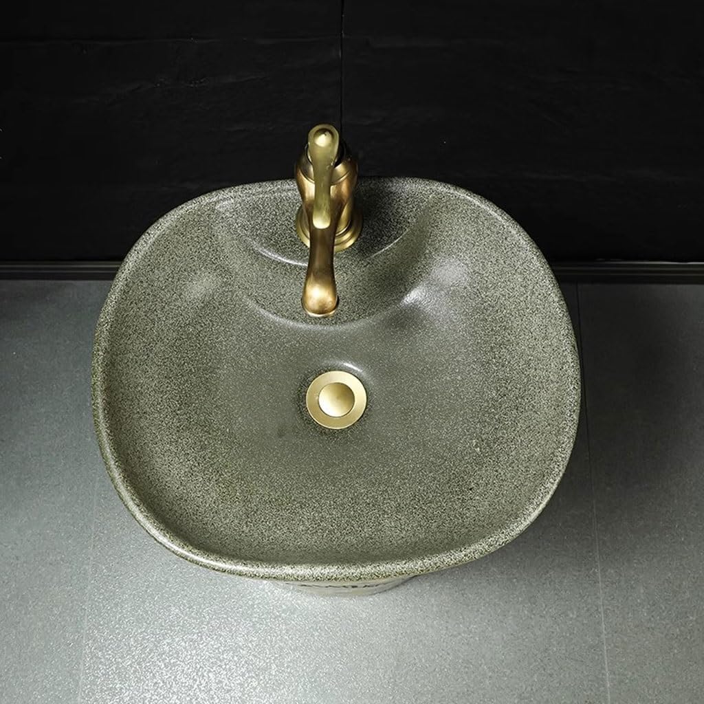 Pedestal Sinks Retro Outdoor Balcony wash Basin Floor Standing Column Bathroom Sink (A)