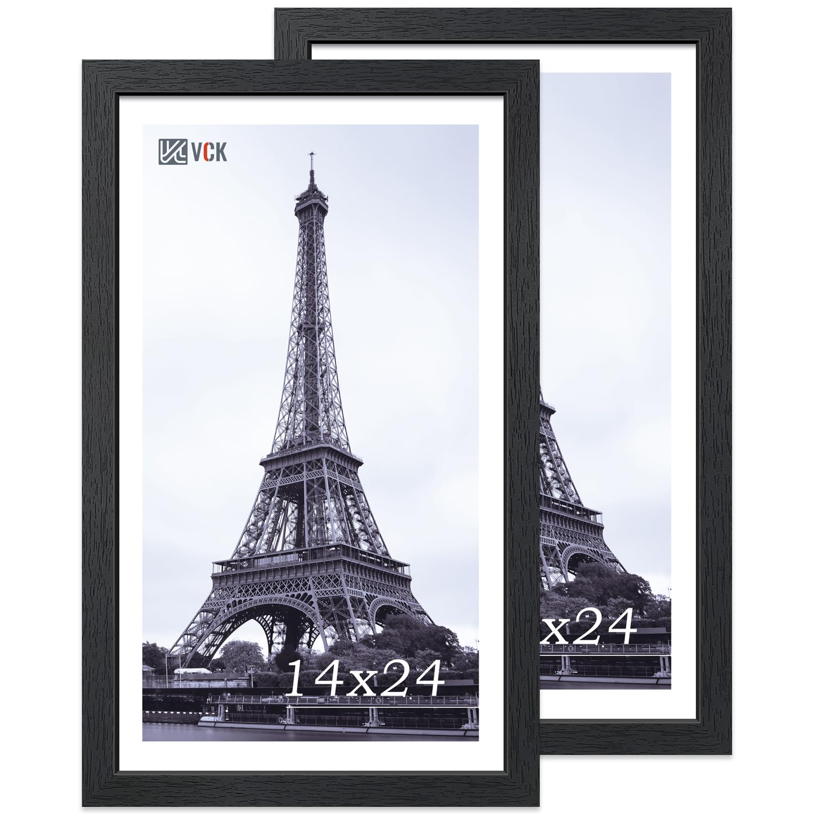 VCK 14x24 Picture Frame Set of 2, Black Solid Wood Poster Frames, Textured Exclusive Wall Gallery Frame