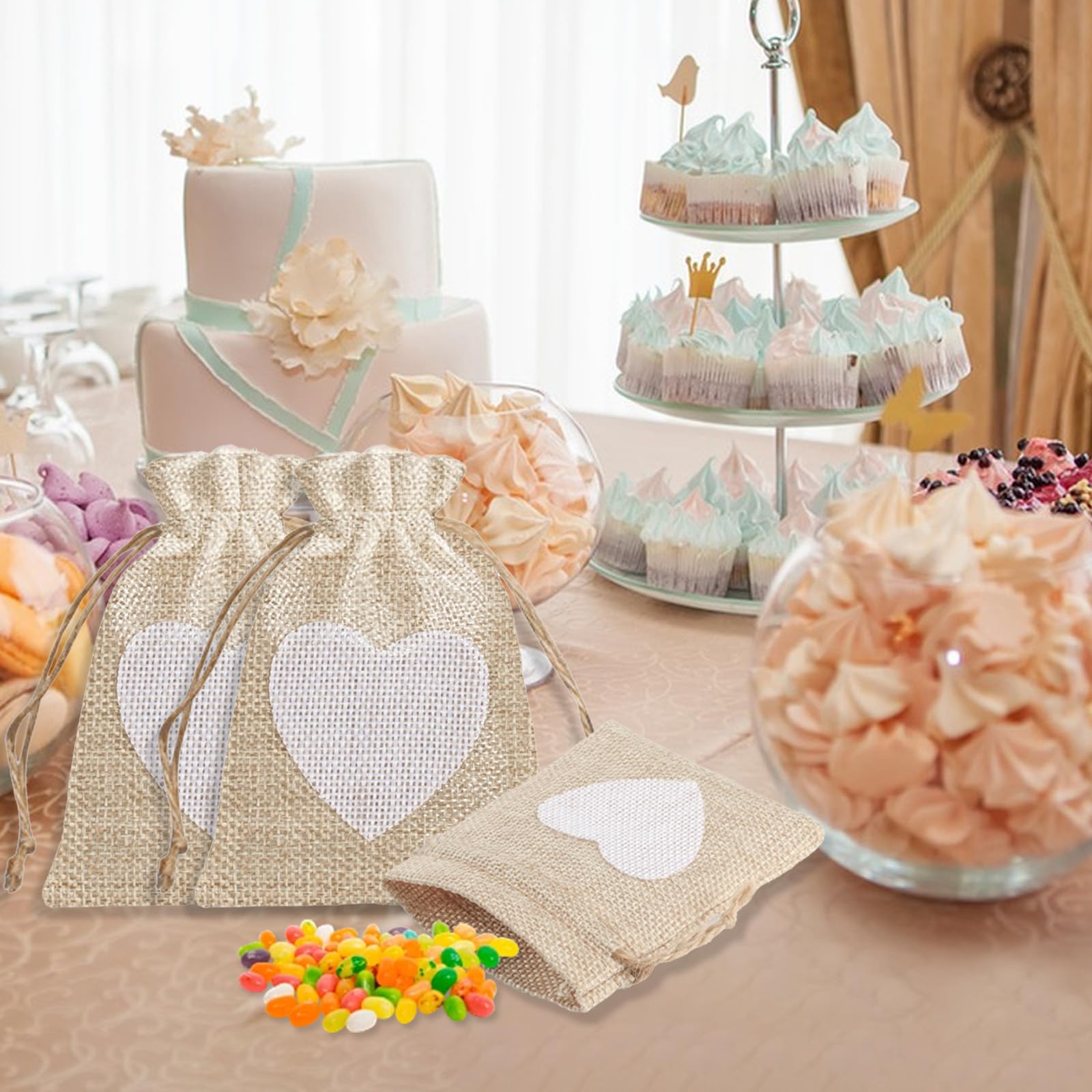 20 Pcs Bolsitas de Tela Pequeñas, Bolsas Regalo, Sacos de Yute Pequeñas con Cordón, Bolsitas para Regalos Joyeria Fiesta Bodas Navidad (10x8cm)