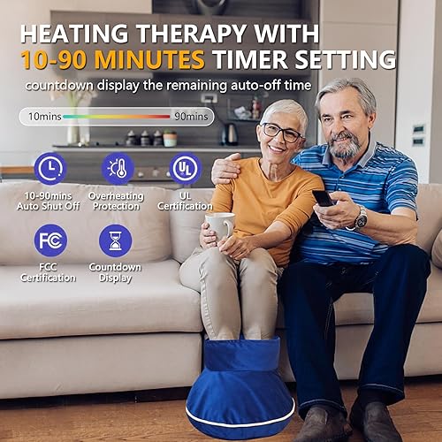 Miniatura 8 de Calentador de pies grande para pies, almohadilla térmica eléctrica para pies con funda lavable, calor ajustable de 86-158  y apagado automático,