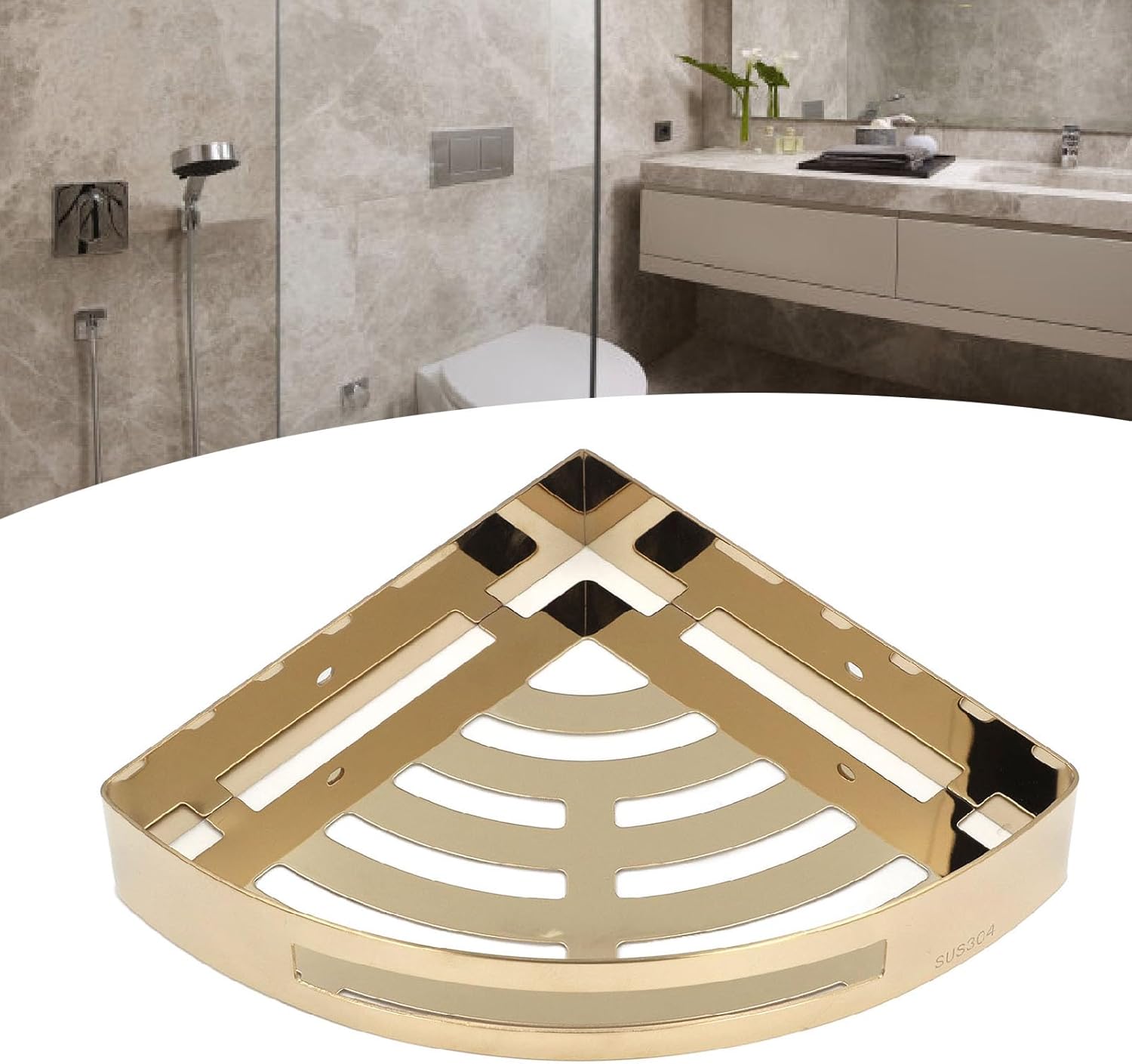 Corner Shower Shelves, Wall Mounted Bathroom Corner Shelf, Stainless Steel Bathroom Shower Organisers, Triangular Storage Shelf Toilet, Dorm, Kitchen (Double Layer)