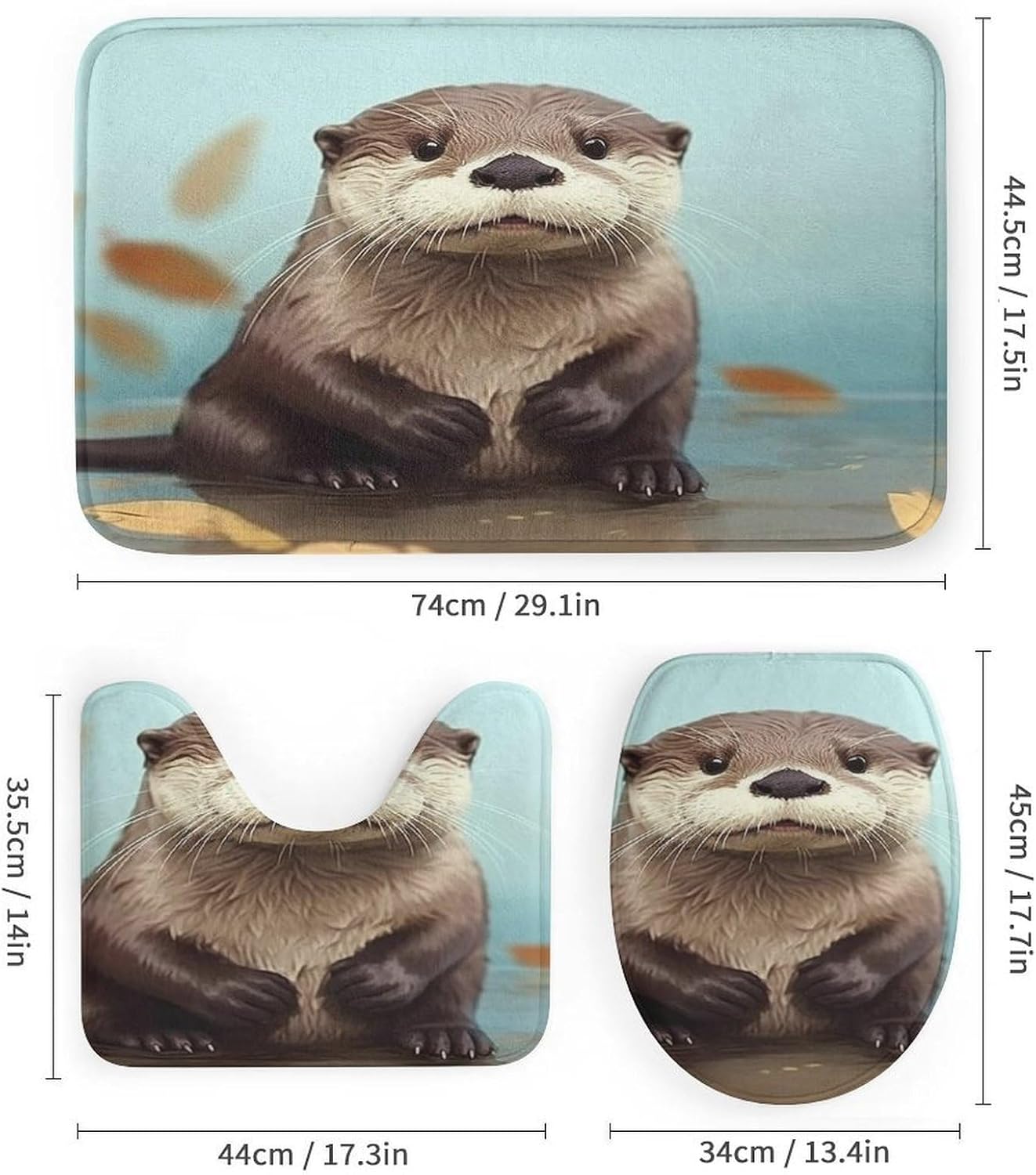 Four Piece Bathroom Set with Toilet Lid Cover and Non-Slip Rugs Minimalist Shower Curtain for Bathroom Set