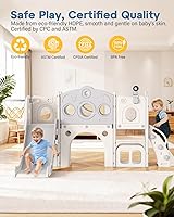 Vista 3 de Babytronic Toddler Slide Set, 8 in 1 Kids Slide with Climber, Indoor Outdoor Slide for Toddlers Age 1-3, Toddler Playset with Basketball Hoop and