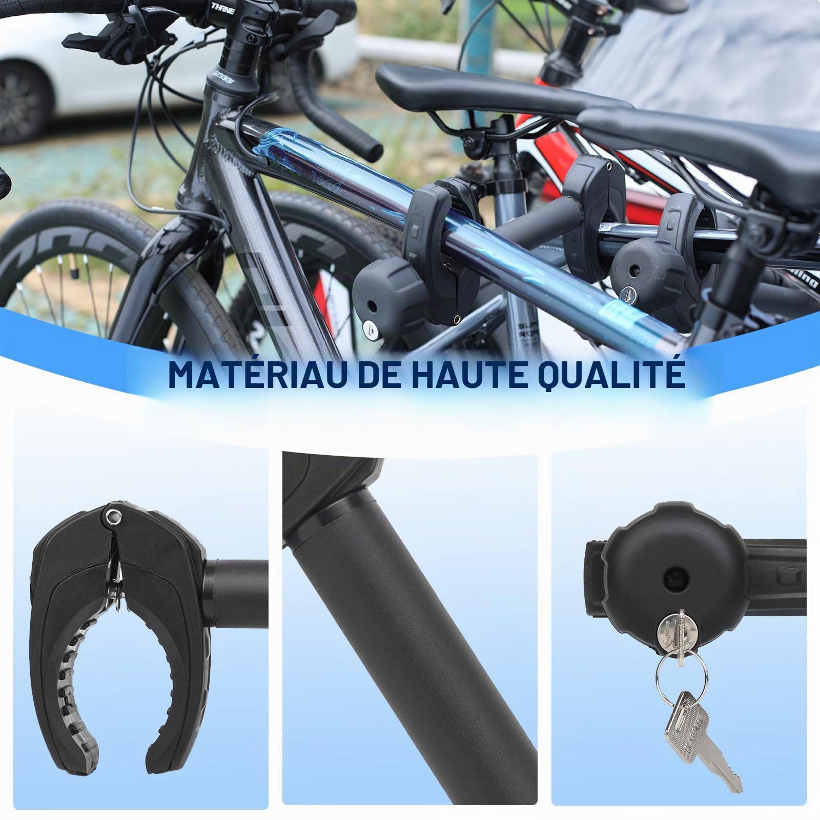 TEOV Support de Cadre Court 25 cm de Longueur, Support de vélo, Pince de Fixation pour Camping-Car, verrouillable, pour Tube de Support en U