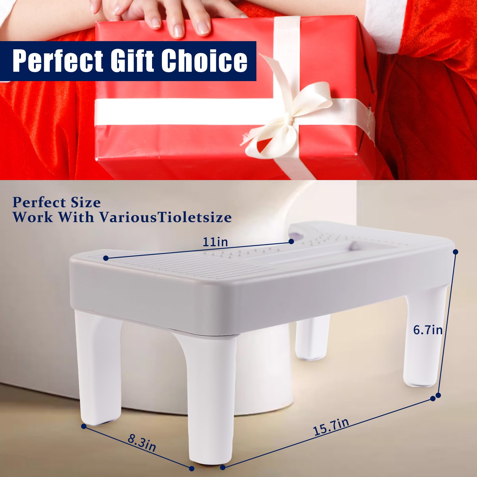 6.7 Inch Toilet Stool for Bathroom,Non-Slip Potty Stool for Pooping,Toilet Step Stool for Adults/Seniors/Kids — view 6