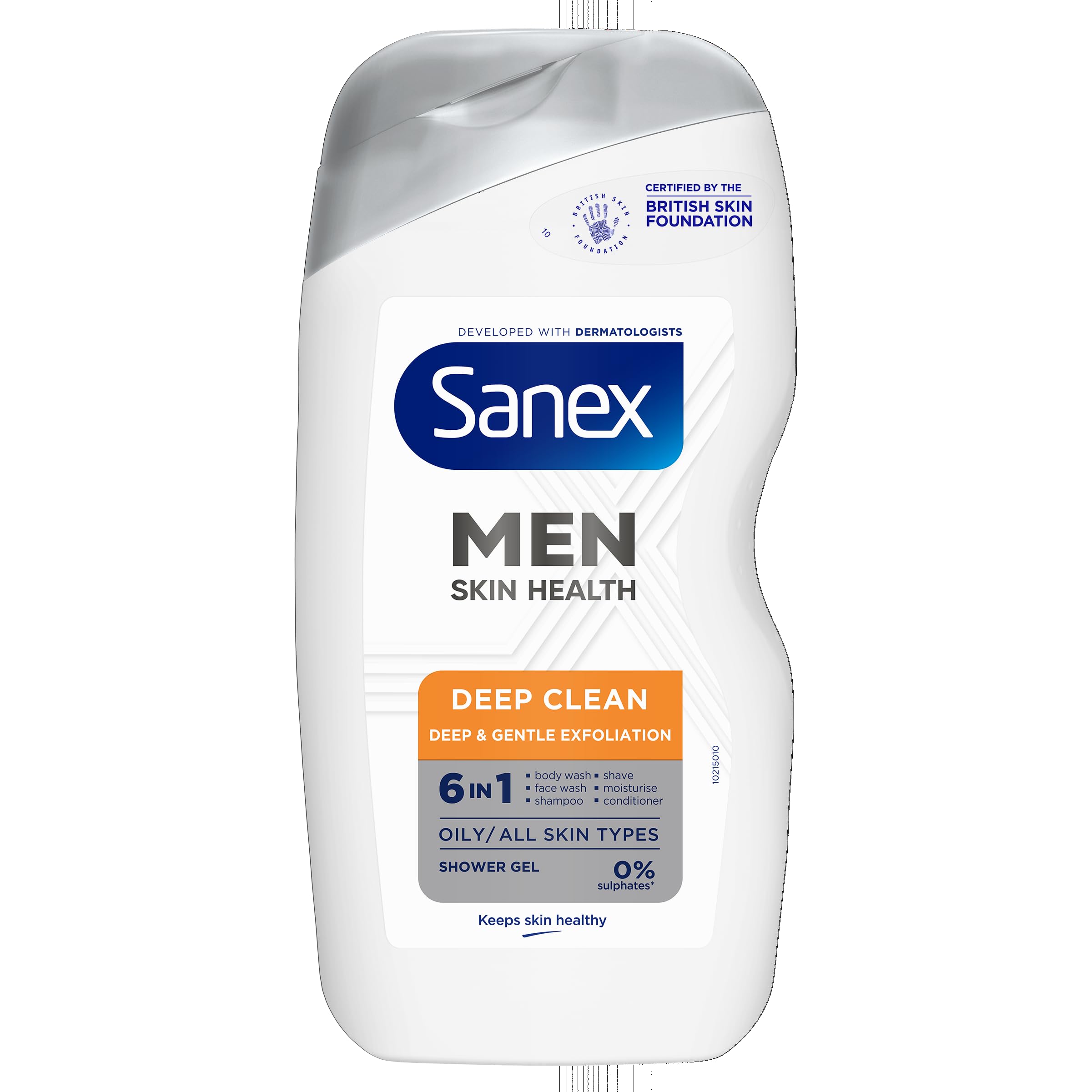 Sanex Men Skin Health Deep Clean Shower Gel 400ml x 6 - oily skin men’s body wash - reduces oil - removes dirt - gently exfoliates - protects from pollution - 6-in-1 benefits - dermatologically tested