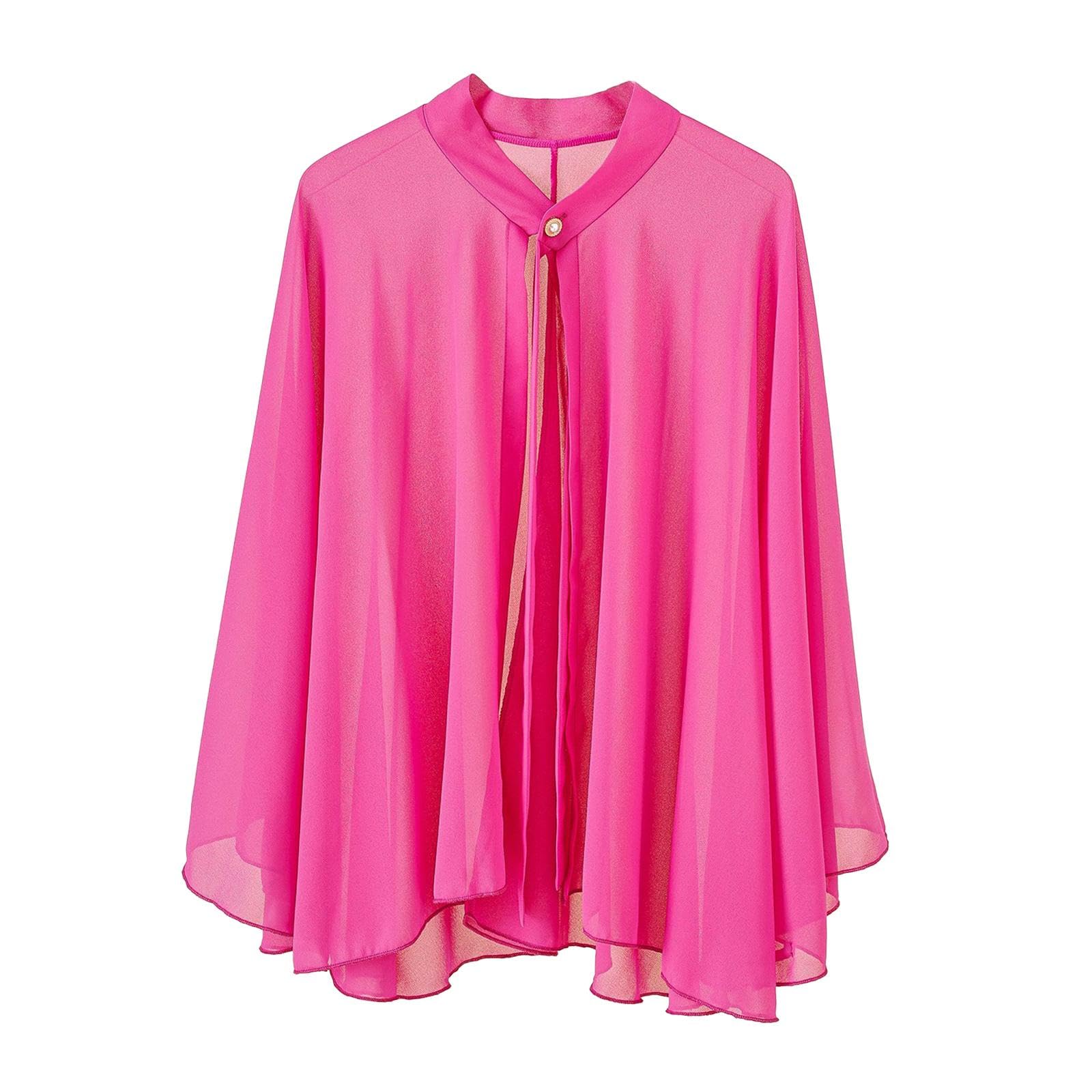 Women Chiffon Shawl Wrap Sun Protection Sun Shawl For Party Dress Rose Red | | | Tops & Blouses-image-20