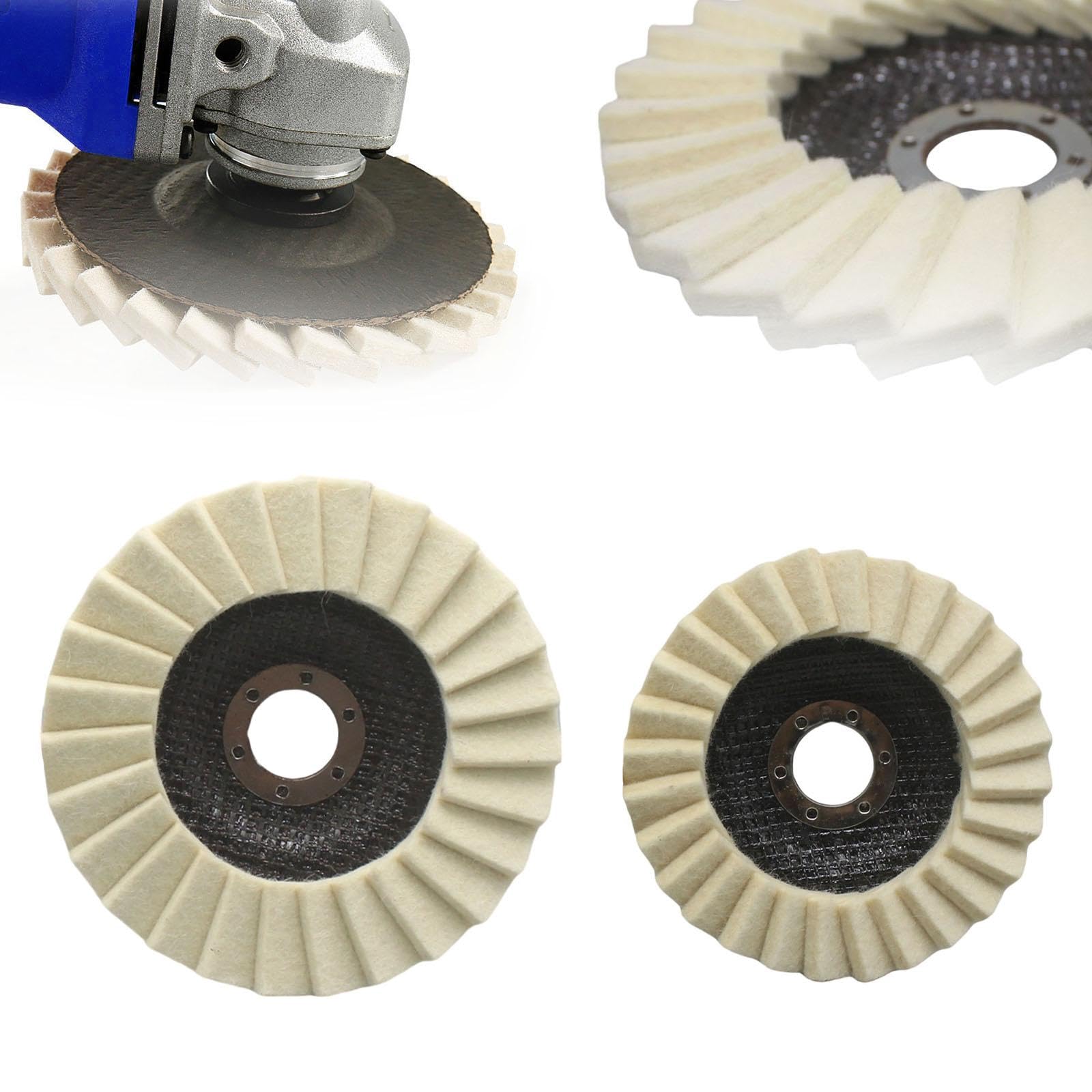 Wool Felt Flap Polishing Disc Angle Grinder Attachment for Jewelry Glass Car 125 Type-image-3