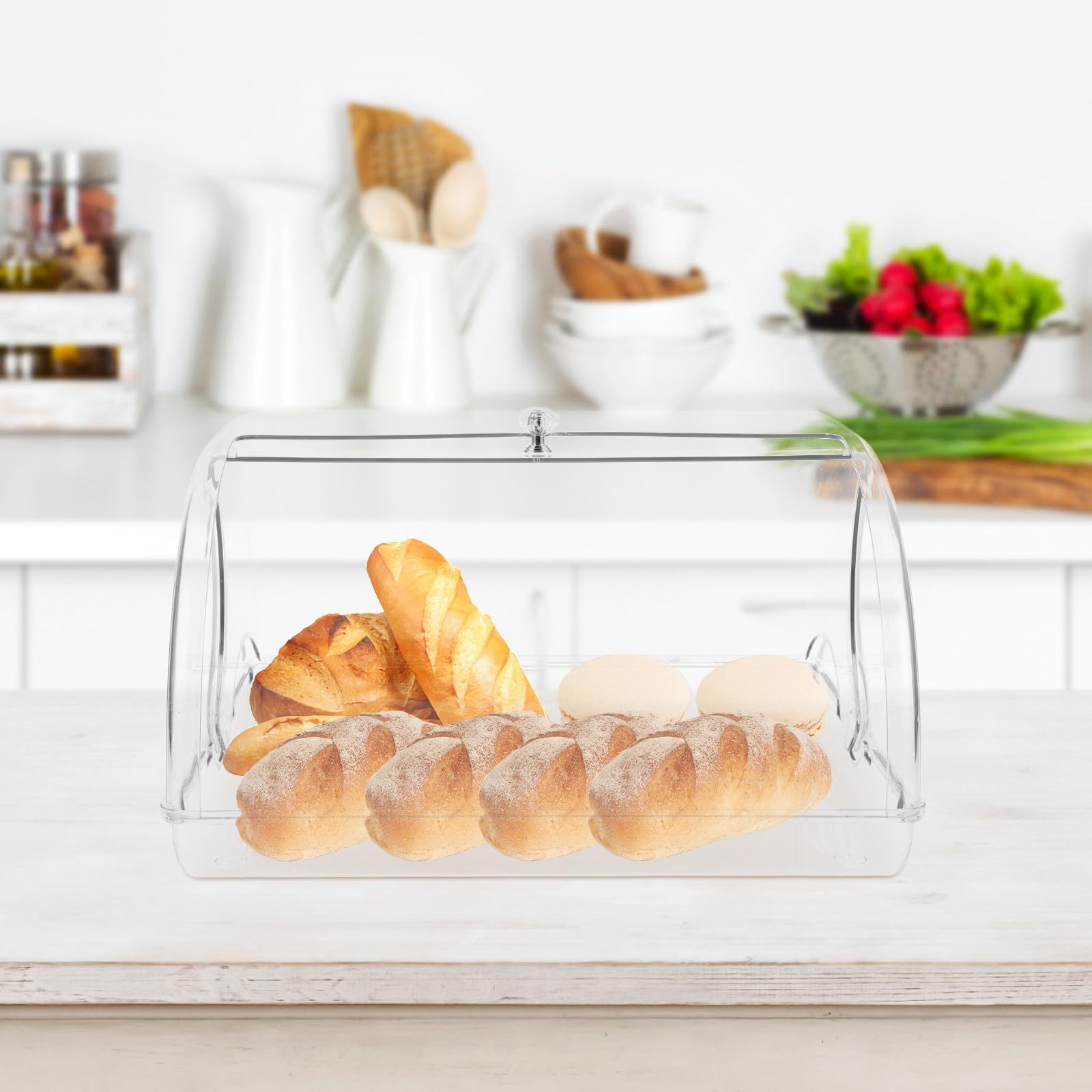 Contenedor para Pan de Plástico Multifuncional y Duradero Tapa Enrollable para Almacenar Galletas y Muffins Encimera de Cocina