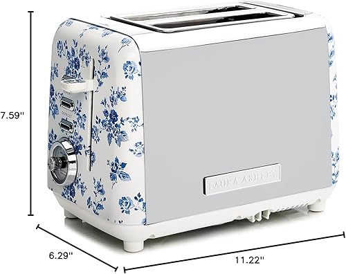 Miniatura 8 de VQ Laura Ashley China Rose - Tostadora de 2 rebanadas de acero inoxidable  Tostadora multifuncional de bagels y pan de 2 rebanadas con modo de