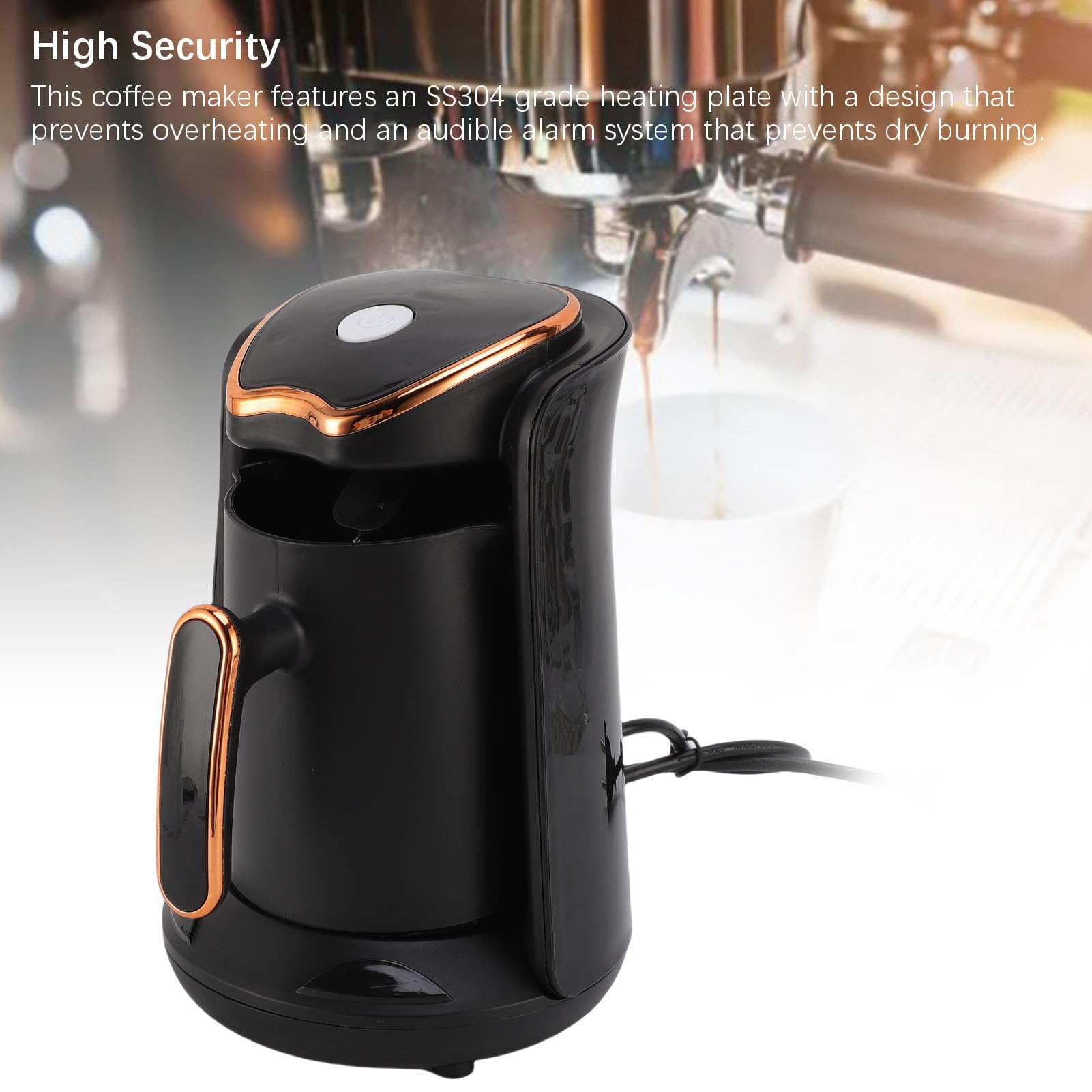 Bewinner Türkische Kaffee Maschine, 600W Elektrische Türkische Kaffee Maschine, ABS, Intelligentes Überlauf Verhinderung System, 4 Tassen Anti-Überlauf-Anti-Trocken Verbrennungs-tragbare (EU