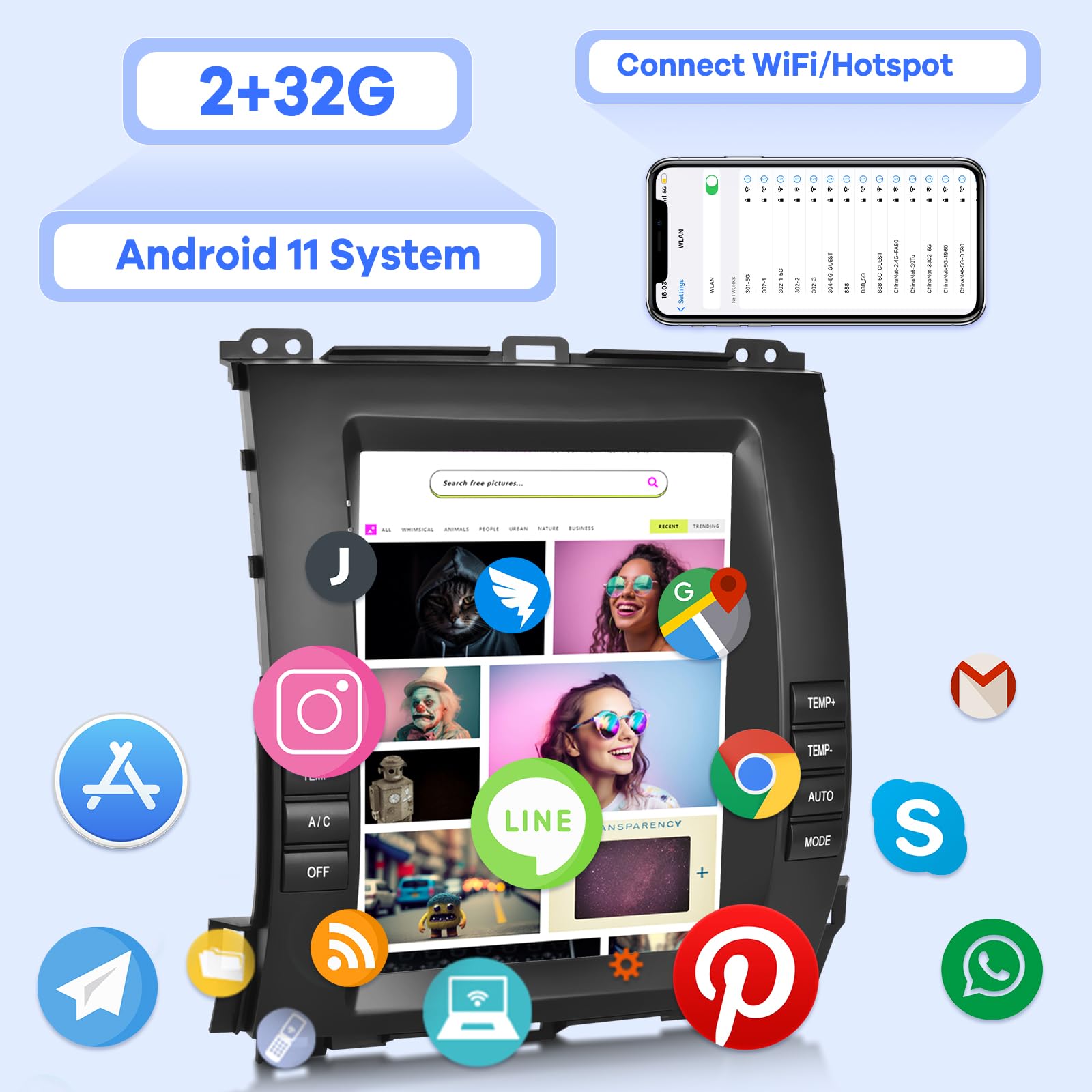 Vertical Radio for Toyota Prado Lexus GX470 2002-2009, [2G+32G] 9.7 ...