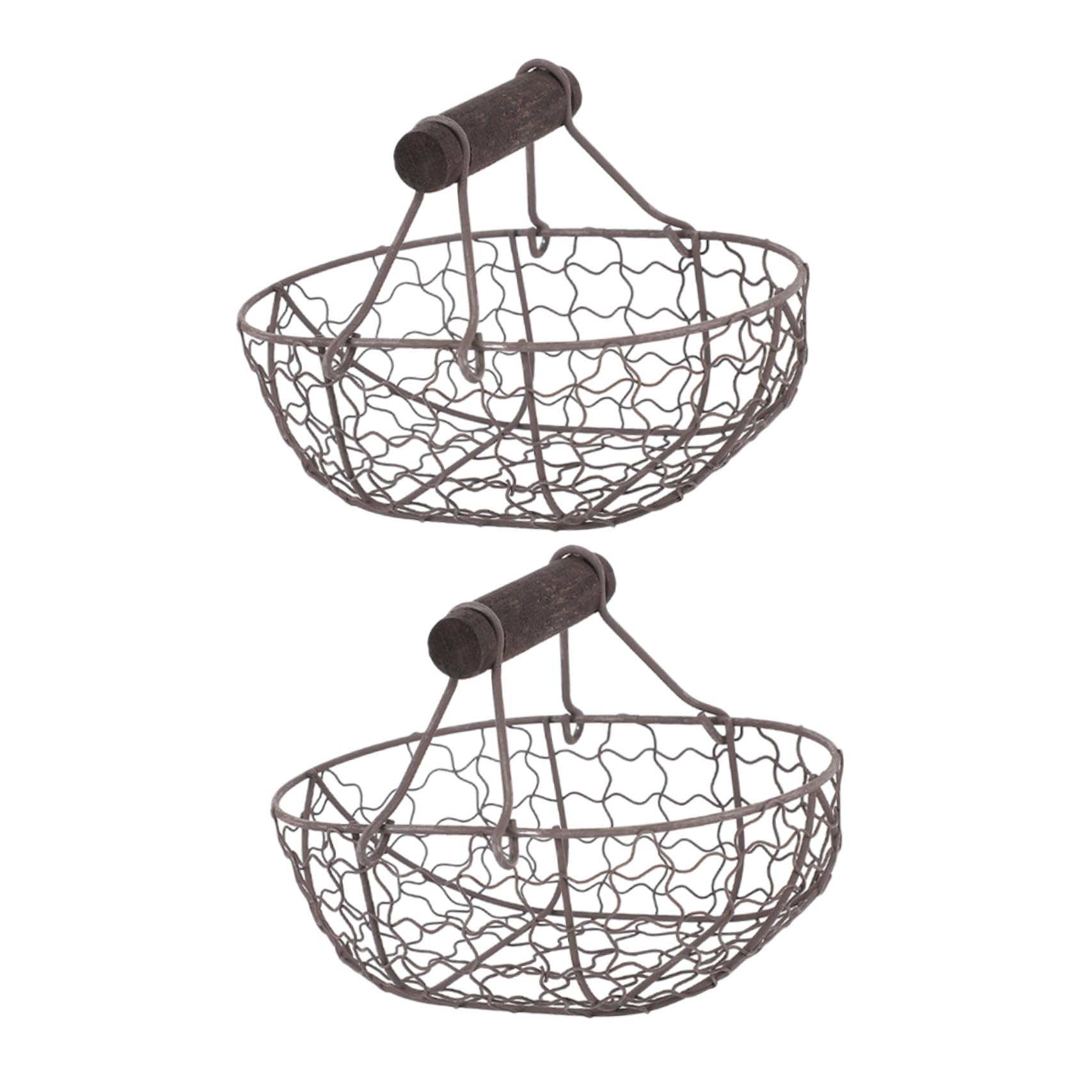Cestas de hierro para guardar fruta y verdura en la encimera de la cocina, pack de 2