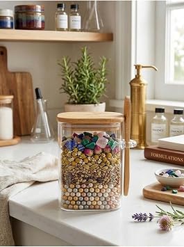 Bambu Kapakl  Ka kl  Cam Baharat Kavanozu 640 ml