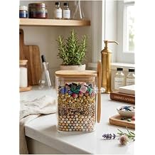 Bambu Kapakl  Ka kl  Cam Baharat Kavanozu 640 ml